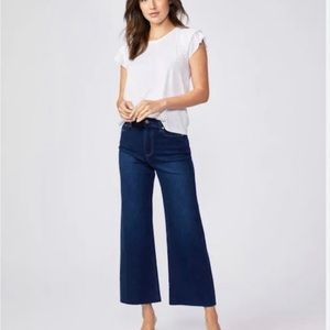 Paige Anessa Dark Wash Unplugged Wide Leg Denim Crop Cropped Jeans Stretch - 28